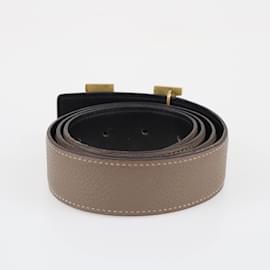 Hermès-Hermes Black/Etoupe H Buckle Reversible Belt-Black