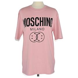 Moschino-Moschino Pink Logo Printed T-Shirt-Pink