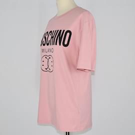Moschino-Moschino Pink Logo Printed T-Shirt-Pink