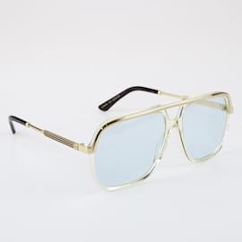 Gucci-Gucci Gold/Blue Gg0200S Pilot Sunglasses-Blue