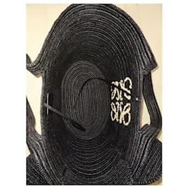 Loewe-Raffia Elephant Basket Bag-Black