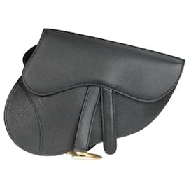 Christian Dior-Black leather saddle bag-Black
