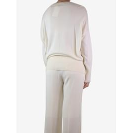 Christian Dior-Cream bejewelled patch jumper - size UK 8-Cream