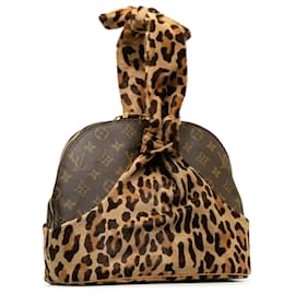 Louis Vuitton-Louis Vuitton Brown x Azzedine Alaia 1996 Monogram Pony Hair Leopard Alma-Brown