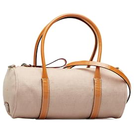 Prada-Cartable baril en toile marron Prada-Marron,Beige,Autre