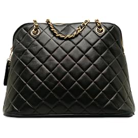 Chanel-Chanel Black Quilted Lambskin Dome Shoulder Bag-Black