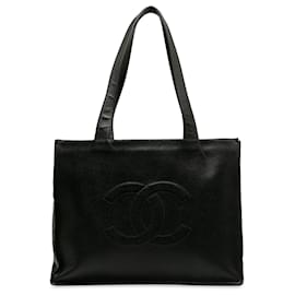 Chanel-Chanel Black Caviar CC Tote Bag-Black