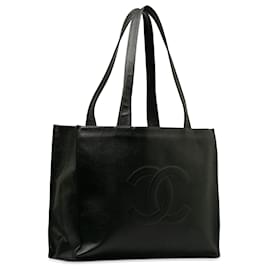 Chanel-Chanel Black Caviar CC Tote Bag-Black