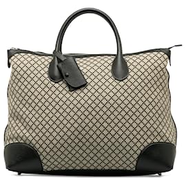 Gucci-Gucci Brown Large Diamante Travel Bag-Brown,Other