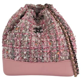 Chanel-Chanel Pink Tweed Gabrielle Drawstring Backpack-Other