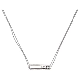 Messika-COLLIER MESSIKA MOVE PAVE DIAMANTS DOUBLE CHAINES 36-42 OR 18K NECKLACE-Argenté