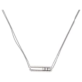 Messika-MESSIKA MOVE PAVE DIAMOND lined CHAINS NECKLACE 36-42 ct gold 18K NECKLACE-Silvery