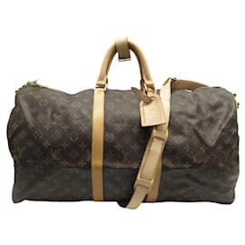 Louis Vuitton-Louis Vuitton Keepall Travel Bag 55 STRAP M41414 Lona do monograma-Marrom
