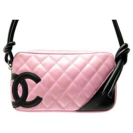 BOLSA CHANEL CAMBON LINE POUCH EM BOLSA DE COURO ACOLCHOADO ROSA Rosa