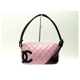 Chanel-CHANEL CAMBON LINE POUCH HANDBAG IN PINK QUILTED LEATHER HANDBAG-Pink