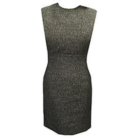 Saint Laurent-ROBE SAINT LAURENT 357791 M 38 EN TWEED NOIR ET DORE GOLDEN BLACK DRESS-Autre