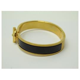 Hermès-NEUES HERMES CLIC GLENAN-ARMBAND 20 MATTSCHWARZES EMAILLE-GOLD-METALLARMREIF-Schwarz