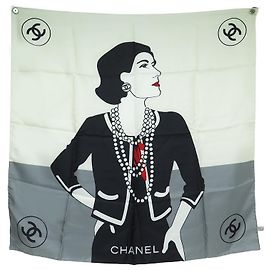 NUOVA SCIARPA QUADRATA CHANEL MADEMOISELLE GABRIEL COCO NERO ECRU QUADRATA 90 Sciarpa seta Altro