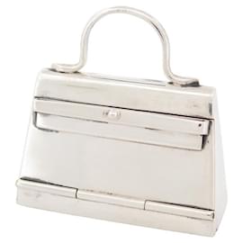Hermès-VINTAGE HERMES PILL BOX PILLOW KELLY BAG IN STERLING SILVER 925 PILL BOX-Silvery