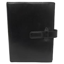 Hermès-VINTAGE COVER HERMES AGENDA GM A5 DIRECTORY NOTEBOOK IN BLACK LEATHER BOX COVER-Black
