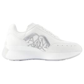 Alexander Mcqueen-Baskets Sprint Runner - Alexander Mcqueen - Cuir - Blanc/Argentée-Blanc