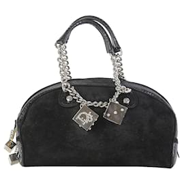 Christian Dior-Christian Dior Black Suede And Leather Gambler Bag-Black