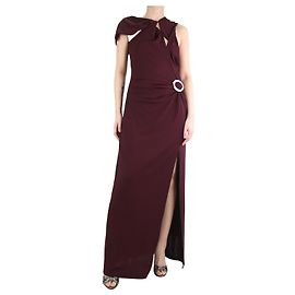 Nicholas Kirkwood Asymmetrisches Maxikleid in Burgunderrot – Größe UK 14 Rot