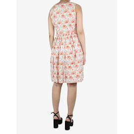 Prada-Mehrfarbiges, ärmelloses Kleid mit Blumenmuster – Größe UK 8-Mehrfarben