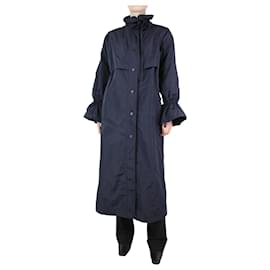 Max Mara-Blue high-neck long raincoat - size UK 10-Blue