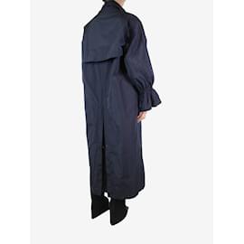 Max Mara-Blue high-neck long raincoat - size UK 10-Blue