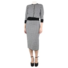 Autre Marque-Black and white gingham knit cardigan and skirt set - size S-Black