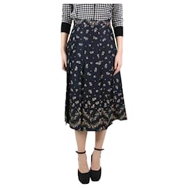 Philosophy Di Alberta Ferretti-Black floral pleated skirt - size UK 10-Black