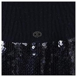 Chanel-Paris / London CC Charm Sequin Jumper-Black