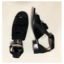 Chanel-Open Toe Loafer Sandals-Black