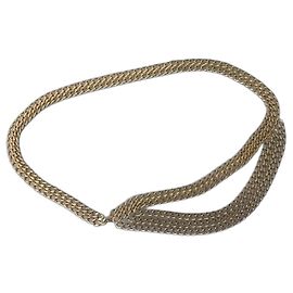 Cinto de corrente Chanel 3 fileiras prata e ouro Prata Dourado
