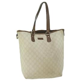 Gucci-GUCCI GG Supreme Tote Bag PVC Cuir Crème 189896 auth 64280-Écru