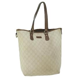 Gucci-GUCCI GG Supreme Tote Bag PVC Leather Cream 189896 auth 64280-Cream
