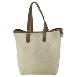 Gucci-GUCCI GG Supreme Tote Bag PVC Leather Cream 189896 auth 64280-Cream
