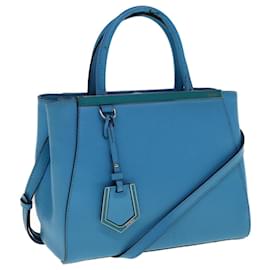 Fendi-FENDI Petite To Jules Hand Bag Leather 2way Light Blue Auth 64810-Light blue