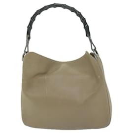 Gucci-GUCCI Bamboo Shoulder Bag Leather 2way Beige Auth ar11294-Beige