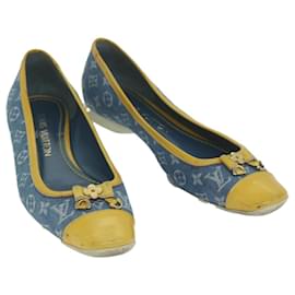 Louis Vuitton-Zapatos de salón de mezclilla con monograma de LOUIS VUITTON 36 Azul Amarillo LV Auth yk9946-Azul,Amarillo