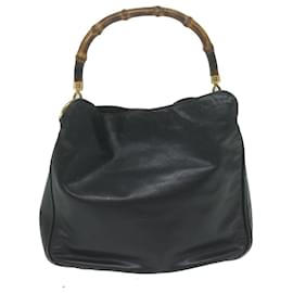 Gucci-GUCCI Bambou Sac à Bandoulière Cuir 2façon Black Auth 62332-Noir