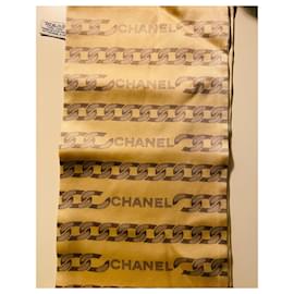 Chanel-Long chains printed scarf-Silver hardware