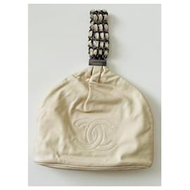 Chanel-Treble Chain Bag, rare!-Cream,Silver hardware