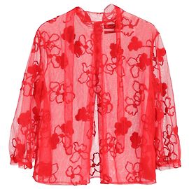Blouse en tulle brodé Simone Rocha en polyamide rouge Rouge