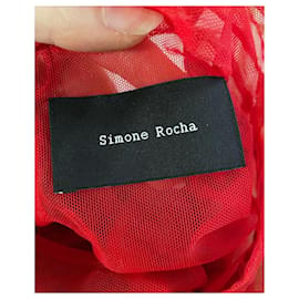 Simone Rocha-Simone Rocha Embroidered Tulle Blouse in Red Polyamide-Red