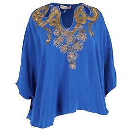 Blusa decorata Emilio Pucci in seta blu Blu