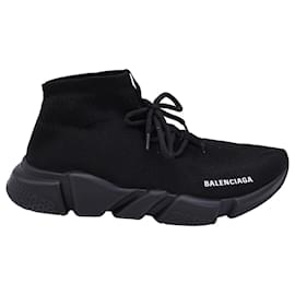 Balenciaga-Balenciaga Speed Lace-Up Sneakers in Black Polyester-Black