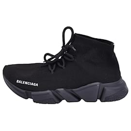 Balenciaga-Balenciaga Speed Lace-Up Sneakers in Black Polyester-Black