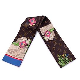 Louis Vuitton Brown Monogram Silk Illustre China Wall Bandeau Scarf Multiple colors